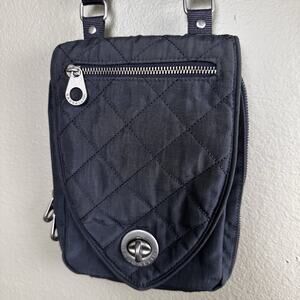 Baggallini crossbody bag quilted for women Dark Gray ext Pink int. Nylon